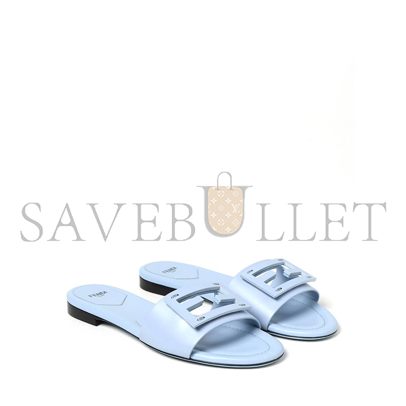 F**di light blue leather slides 8r8136